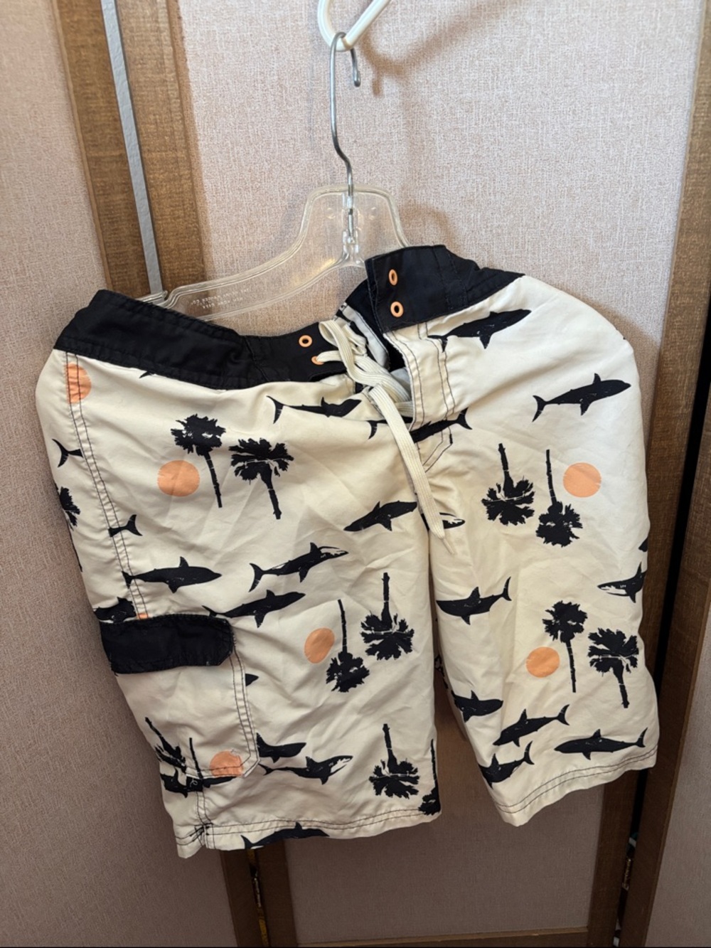 art class Black and White Mesh-Lined Boys Swim Trunks 16